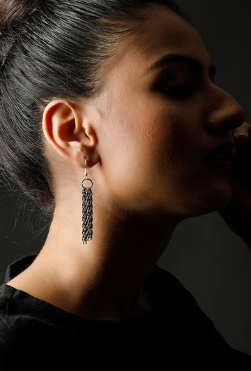 Eva silver plated brass Chain Earrings